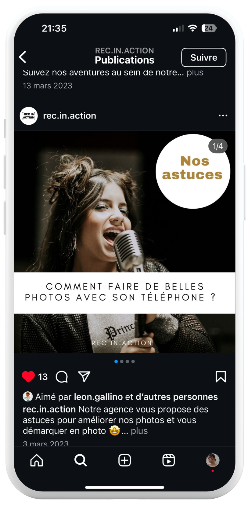 Mockup réseaux sociaux Rec in action