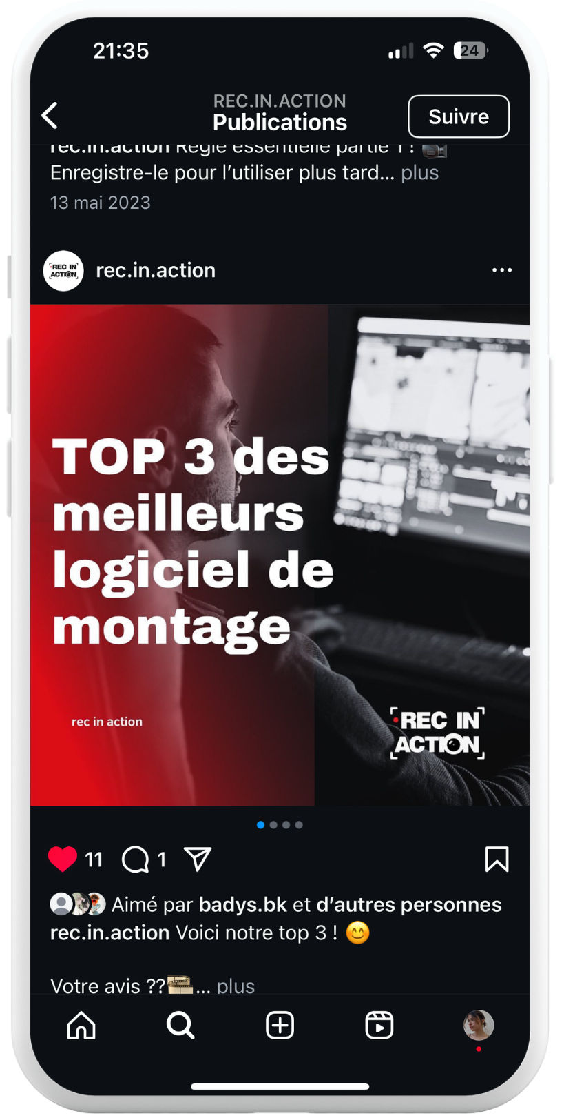 Mockup réseaux sociaux Rec in action